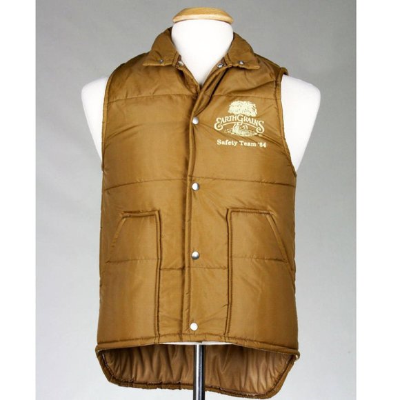 Vtg 80s Pla-Jac Earth Grains Puffy Ski Vest